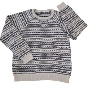 Men's Marine Layer Navy and White Cotton Sweater Medium